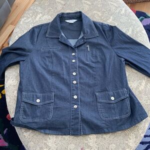 TanJay Dark Blue cotton light Jean Jacket with White Stitching
